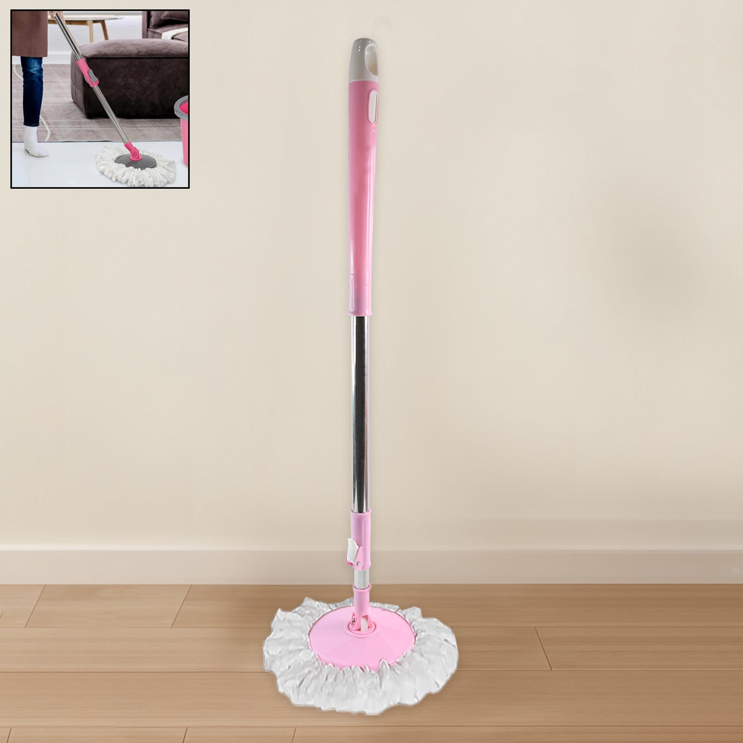 Home Cleaning Stainless Steel 360° Rotating Pole - Microfiber Mop with Adjustable Rod Stick Mix Color) Home Cleaning Stainless Steel 360° Rotating Pole - Microfiber Mop with Adjustable Rod Stick Mix Color)